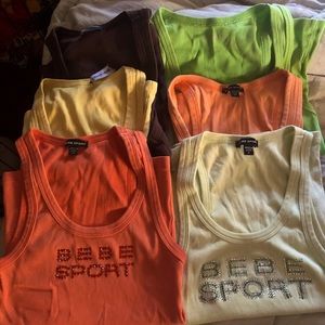 6 BEBE SPORT RACER BACK TANK TOPS